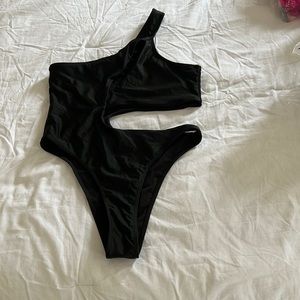 Shein black cut out one piece